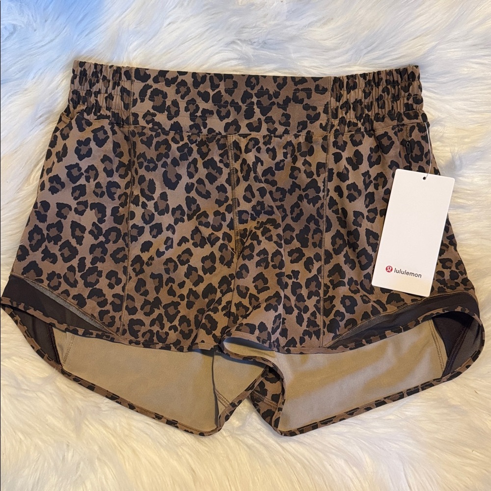 Lululemon Hotty Hot High-Rise Lined Short 4" Leopard Print Size 4 6 8 10 12 14